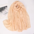 Beige cotton linen scarf with gold clover foil print and textured crinkle finish - Flesh Pink (11)