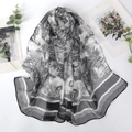 Eleganter Georgette-Schal mit schwarz-weißem Waldprint und monochromem Blattmuster - 160*50CM / Dschungel Schwarz