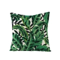 Tropical green banana leaf print pillow case in soft polyester with a white background - Bright Green Banana Leaf Pattern (JYM027-35)