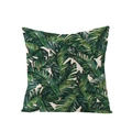 Square pillow cover featuring tropical palm leaf print in deep green with purple accents - Lush Banana Palm Pattern (JYM027-36)