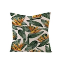 Polyester pillowcase featuring tropical bird of paradise leaf print on beige fabric - Bird of Paradise Flower Pattern (JYM027-38)