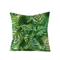 Polyester throw pillow cover with tropical green leaves and monstera leaf print - Lush Tropical Broadleaf Pattern (JYM027-39)