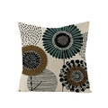 Quadratischer minimalistischer Kissenbezug mit blau-karamellfarbenem geometrischem Blumenmuster - Moderne Blau Karamell Geometrisch (JYM061-3)