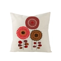 Beige polyester cushion cover with retro bohemian abstract floral pattern in rust and orange - Nordic Vintage Abstract Art (JYM061-6)