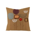 Brown polyester cushion cover with abstract Nordic floral patterns and geometric elements - Brown Tan Abstract Botanical (JYM061-7)