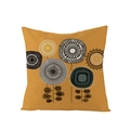 Ginger yellow polyester cushion cover with abstract Nordic floral pattern and linen texture - Ginger Yellow Nordic Floral (JYM061-8)