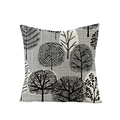 Square polyester cushion cover with Nordic abstract black and white tree patterns - Grey Base Black and White Nordic Forest (JYM061-10)