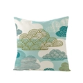 Polyester cushion cover with blue abstract cloud pattern and geometric texture - Fresh Blue and White Abstract Clouds (JYM061-12)