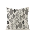 Square beige polyester cushion cover featuring black patterned leaf print for sofa decor - Black and White Simple Hand-drawn Leaves (JYM061-14)