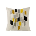 Cream geometric diamond pattern polyester cushion cover with Nordic abstract design - Grey Yellow Abstract Geometric Rhombus (JYM061-16)