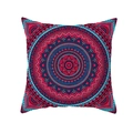 Boho Mandala square pillow cover featuring rose red and royal blue symmetric pattern - Rose Red and Royal Blue Mandala Style (TPR208-1)