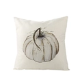 Cream linen pumpkin throw pillow case with elegant hand-drawn grey artistic design - Pumpkin Art Text (JYM057-1)