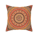Boho Mandala square pillowcase featuring orange and crimson geometric patterns - Orange Red and Dark Red Mandala Style (TPR208-3)