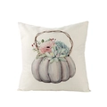 Square polyester pillow cover featuring watercolor pumpkins and floral patterns for home decor - Floral Succulent Pumpkin (JYM057-3)