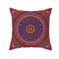 Boho Mandala square pillowcase featuring vibrant pink and orange symmetrical floral prints - Pink Orange and Dark Blue Mandala Style (TPR208-4)