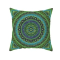 Square boho mandala pillowcase featuring turquoise and purple geometric floral pattern - Green Blue Purple Mandala Style (TPR208-6)