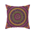 Boho Mandala peach skin square pillowcase with vibrant geometric patterns for sofa decor - Pink Yellow Green Mandala Style (TPR208-7)
