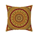 Square boho mandala pillow cover with yellow and orange ethnic geometric patterns - Bright Yellow and Reddish Brown Mandala Style (TPR208-8)