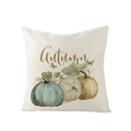 Autumn themed watercolor pumpkin pillow cover with elegant golden script text - 45x45cm (No Insert) / Autumn Watercolor Three Pumpkins (JYM057-9)