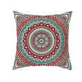 Bohemian mandala cushion cover in orange and blue patterns made of peach skin fabric - Brick Red and Orange Yellow Mandala Style (TPR208-9)