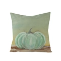 Green pumpkin printed square throw pillow case in textured linen blend fabric - 45x45cm (No Insert) / Realistic Light Green Large Pumpkin (JYM057-11)