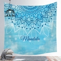 Sky blue Mandala wall tapestry with bohemian sun pattern and artistic font for bedroom decor - Sky Blue Word Mandala (CGT019-6) / 95x73cm Brushed Style