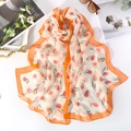Pañuelo ligero de gasa con estampado de tulipanes rojos y bordes naranjas para mujer - 160*50CM / Tulipán Naranja