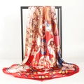 Dunhuang Flying Apsaras silk scarf with red and gold traditional Chinese mural patterns - 90*90cm / Bright Red