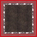 Pañuelo cuadrado de satén con estampado de leopardo y borde geométrico tricolor Satiny - 90x90cm / Rojo