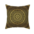 Boho Mandala square cushion cover in decorative black and gold geometric pattern - Black Gold Vintage Mandala Style (TPR208-11)