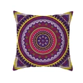 Boho square pillowcase featuring a purple and pink mandala pattern in peach skin fabric - Purple Rose Red Yellow Black Mandala Style (TPR208-13)