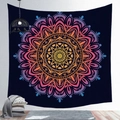 Bohemian mandala tapestry with vibrant orange and blue gradient for wall decoration - Cgt019-10 / 95*73 (brushed Finish)