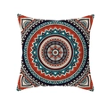 Boho Mandala throw pillow cover with vibrant red and blue geometric patterns - Red Dark Blue and Beige Mandala Style (TPR208-14)