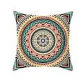 Bohemian Mandala peach skin pillowcase with turquoise and red geometric floral pattern - Cyan Green Yellow Red Mandala Style (TPR208-15)
