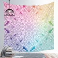 Rainbow gradient mandala wall tapestry with bohemian geometric patterns for home decor - Cgt019-12 / 95*73 (brushed Finish)