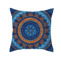 Bohemian mandala pillowcase featuring vibrant blue and orange geometric peach skin fabric - Blue and Orange Intertwined Mandala Style (TPR208-16)