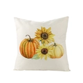 Square fall pillow cover featuring sunflower and pumpkin prints on beige fabric - 45x45cm (No Insert) / Watercolor Sunflower Pumpkin (JYM057-19)