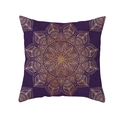 Purple Boho Mandala pillowcase featuring a gold floral pattern on peach skin fabric - Dark Purple Gold Flower Mandala Style (TPR208-17)