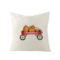 Square beige pillowcase with watercolor red wagon pumpkin design for autumn decor - 45x45cm (No Insert) / Red Cart Pumpkin (JYM057-20)