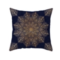 Dark blue square pillow cover with golden mandala patterns in bohemian style - Dark Blue and Gold Mandala Style (TPR208-20)