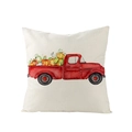 Pumpkin harvest truck pillowcase in linen texture for Thanksgiving home decor - 45x45cm (No Insert) / Red Vintage Truck (JYM057-23)