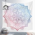 Mandala tapestry with pink and blue gradient symmetric patterns for wall decoration - Soft Pink Purple Blue Gradient Mandala (CGT019-17) / 95x73cm Brushed Style