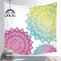 Mandala wall tapestry with bohemian geometric patterns in purple and teal hues - Cgt019-19 / 95*73 (brushed Finish)