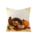 Polyester pumpkin throw pillow cover featuring cornucopia harvest theme for sofa decor - 45x45cm (No Insert) / Cornucopia Pumpkin (JYM057-25)