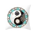 Boho Mandala square pillowcase with Yin Yang sun eye pattern in teal and gold colors - Tiffany Blue Yin Yang Mandala Style (TPR208-23)