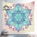 Bohemian mandala tapestry with blue-purple floral pattern on gradient pink background - Cgt019-20 / 95*73 (brushed Finish)