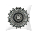 Boho mandala pattern cushion cover with blue lotus design on white soft fabric - White Zen Mandala Style (TPR208-24)