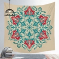 Bohemian mandala tapestry in red and teal displayed as a decorative wall hanging - Cgt019-21 / 95*73 (brushed Finish)