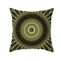 Square boho mandala pillowcase featuring green and yellow geometric symmetrical patterns - Light Green and Dark Green Mandala Style (TPR208-26)