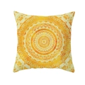 Square orange and yellow mandala boho pillow cover with geometric peach skin texture - Bright Orange Yellow Radial Mandala Style (TPR208-27)